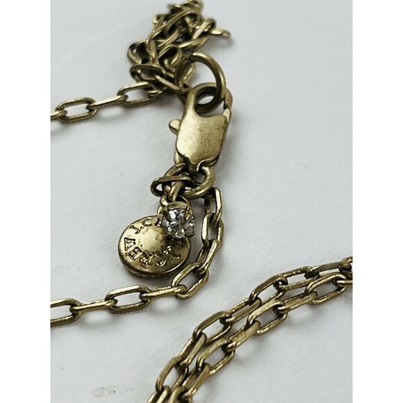 J. Crew Designer Gold Tone Horseshoe Black Pendant Necklace 27” Hoof Brass Tone - Picture 10 of 16